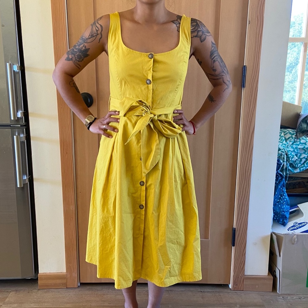Yellow button down dress